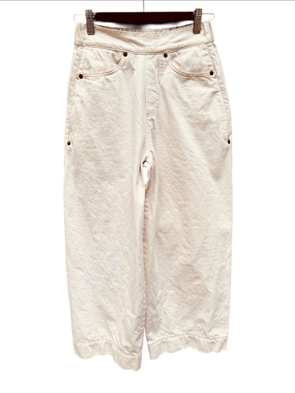 Mes Demoiselles Cream Elastic-Waist Barrel Jeans EU Sz 34 (XS/US)